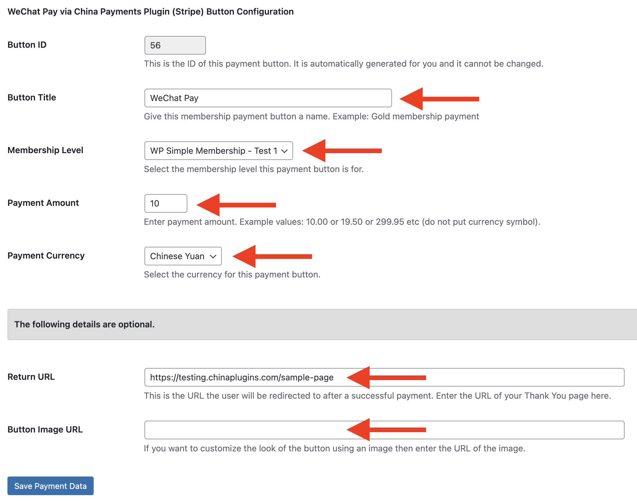 Customizing WeChat Pay Payment Button Options in Simple Membership